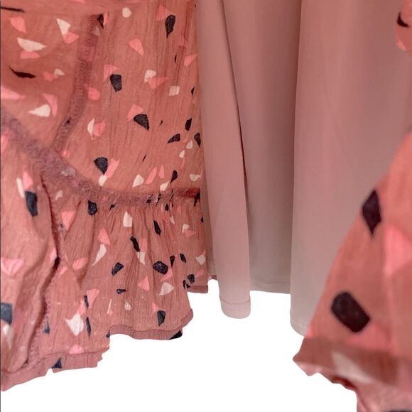 Lush Flutter Sleeve Midi Flounce Dress in Blush Print M - Picture 10 of 11